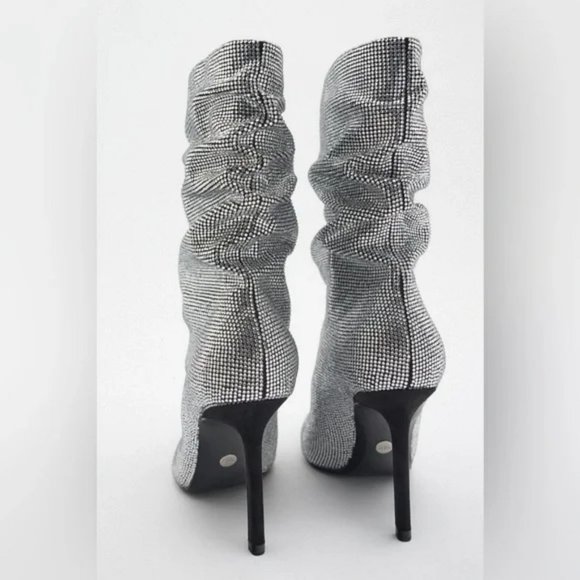 ZARA SPARKLY HIGH HEEL BOOTS - Picture 4 of 9